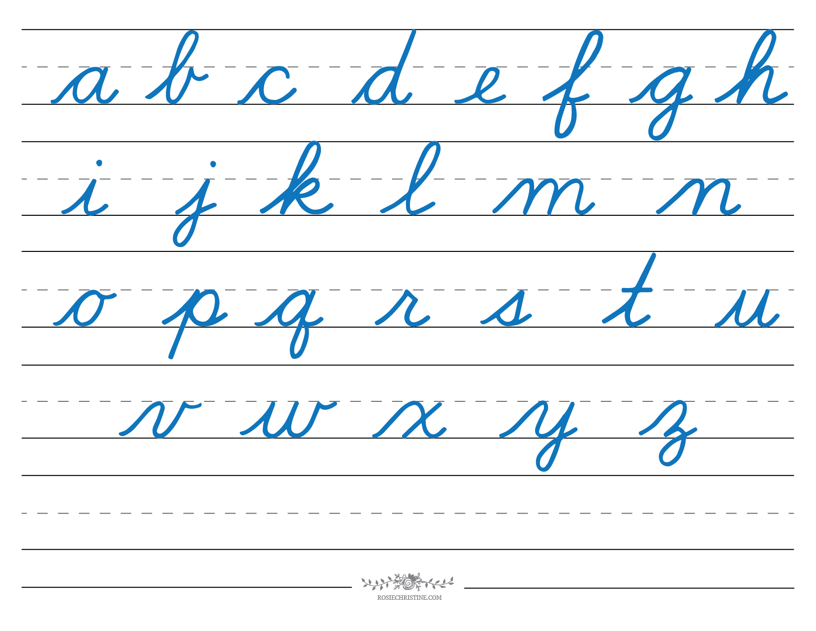 Lowercase Cursive Alphabet Chart